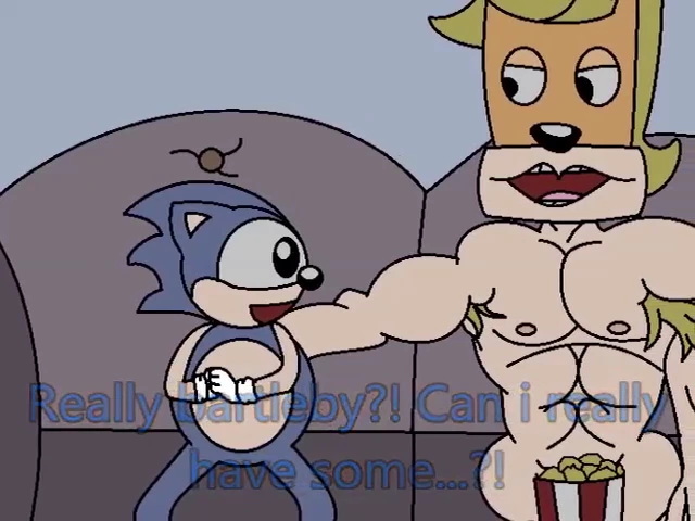 bartleby and sonic watching a movie